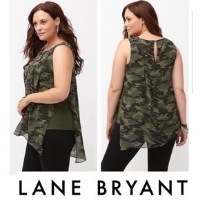 Lane Bryant 26/28 Camo Studded Sleeveless Tunic Top